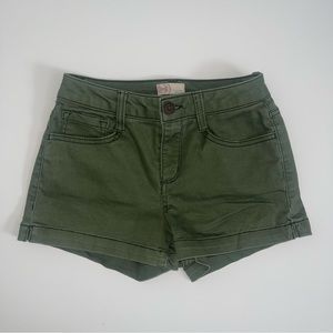 Olive Green Mid Rise Shorts